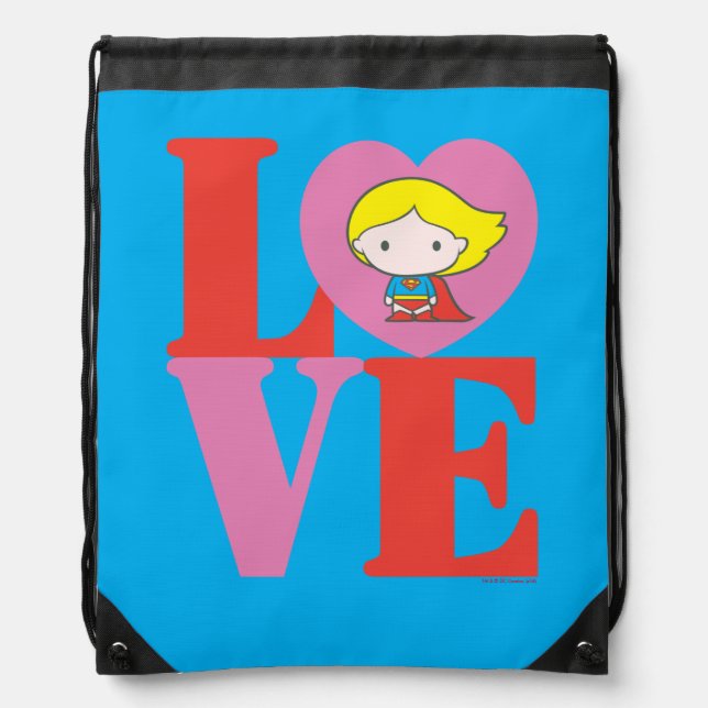 Chibi Supergirl LOVE Drawstring Bag (Front)