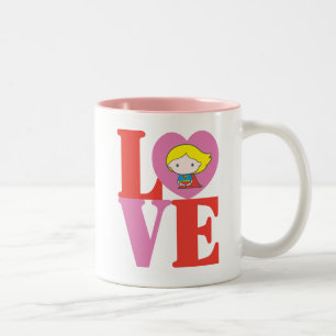 Chibi Supergirl LOVE Two-Tone Coffee Mug