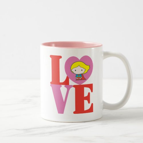 Chibi Supergirl LOVE Two_Tone Coffee Mug