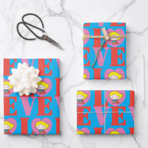 Chibi Supergirl LOVE Wrapping Paper Sheets