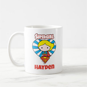 Chibi Supergirl Starburst Heart and Logo Coffee Mug