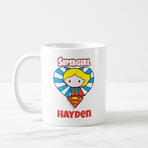 Chibi Supergirl Starburst Heart and Logo Coffee Mug