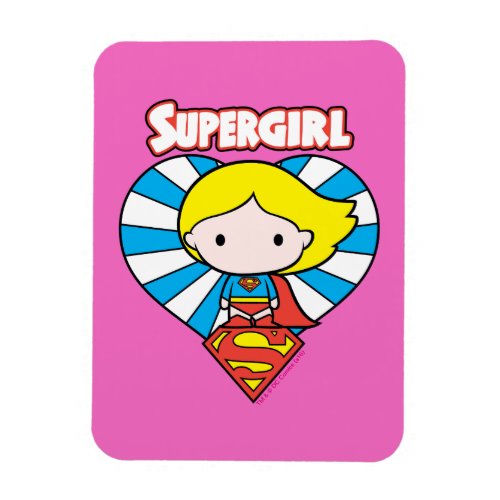Chibi Supergirl Starburst Heart and Logo Magnet