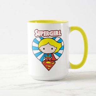 Chibi Supergirl Starburst Heart and Logo Mug