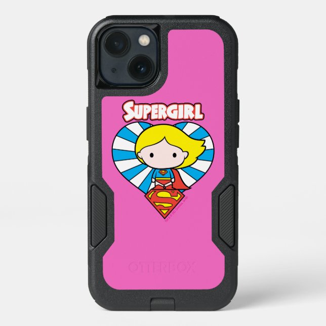 Chibi Supergirl Starburst Heart and Logo Otterbox iPhone Case (Back)