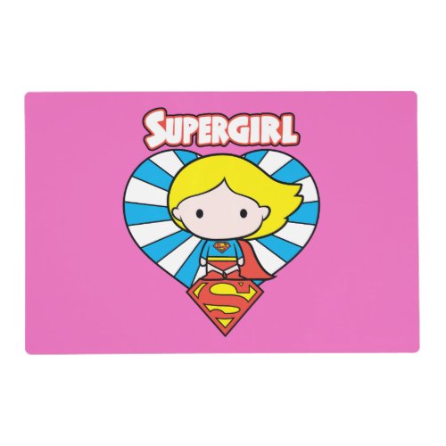 Chibi Supergirl Starburst Heart and Logo Placemat