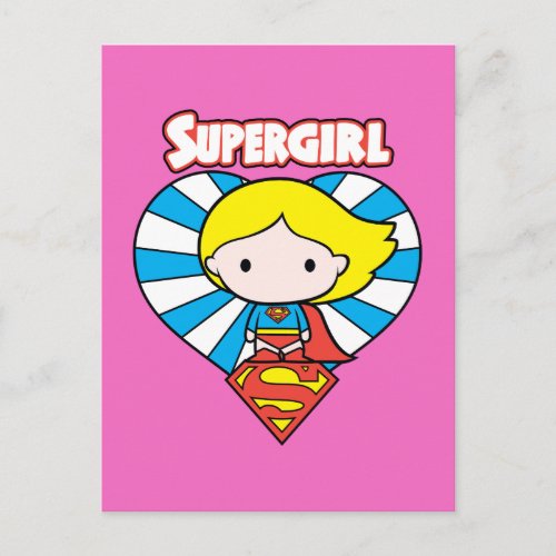Chibi Supergirl Starburst Heart and Logo Postcard