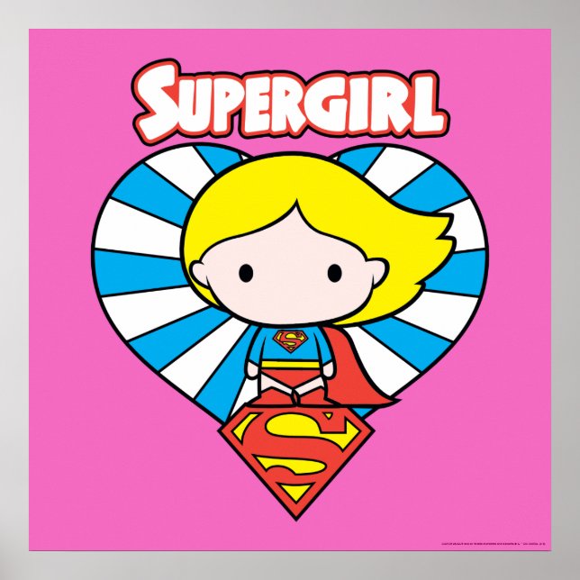 Chibi Supergirl Starburst Heart and Logo Poster (Front)