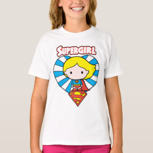 Chibi Supergirl Starburst Heart and Logo T-Shirt