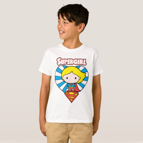 Chibi Supergirl Starburst Heart and Logo T_Shirt