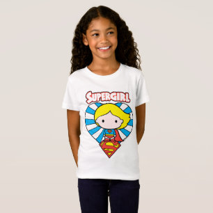 Chibi Supergirl Starburst Heart and Logo T-Shirt