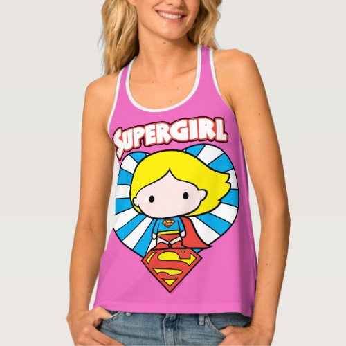 Chibi Supergirl Starburst Heart and Logo Tank Top
