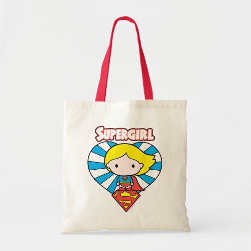 Chibi Supergirl Starburst Heart and Logo Tote Bag