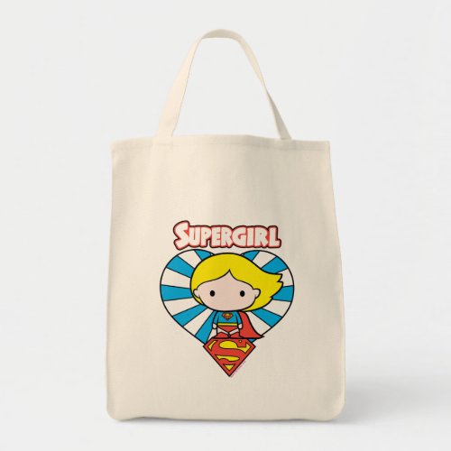 Chibi Supergirl Starburst Heart and Logo Tote Bag