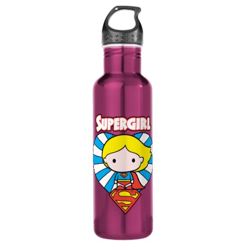 Chibi Supergirl Starburst Heart and Logo Water Bottle