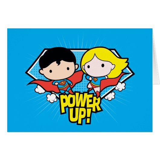 Chibi Superman & Chibi Supergirl Power Up! Cards (Front Horizontal)