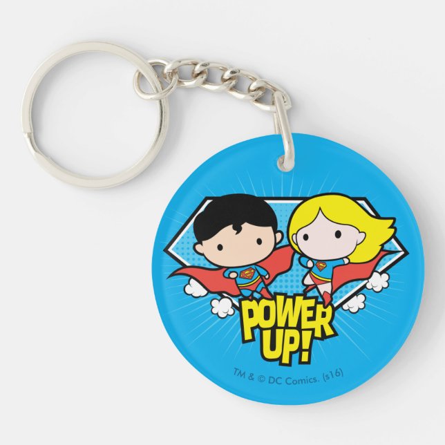Chibi Superman & Chibi Supergirl Power Up! Keychain (Front)