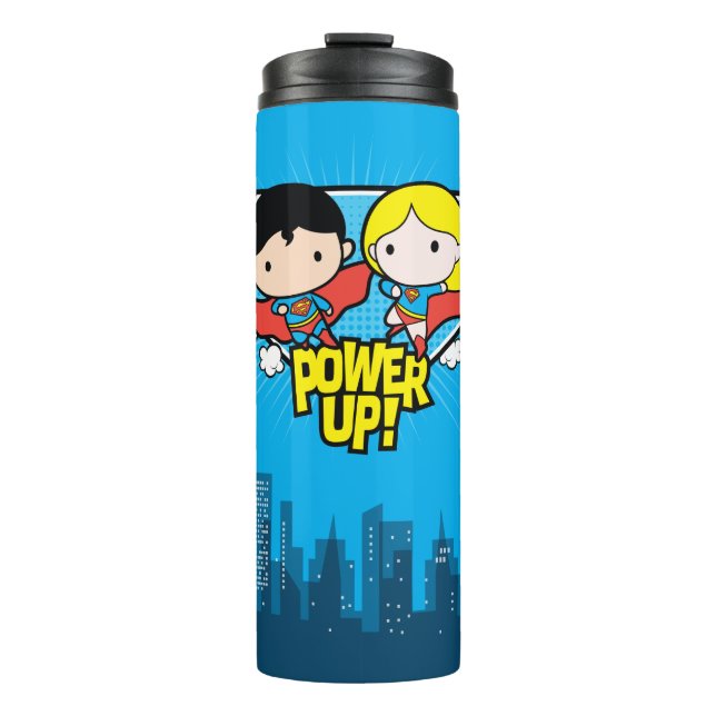 Chibi Superman & Chibi Supergirl Power Up! Thermal Tumbler (Front)