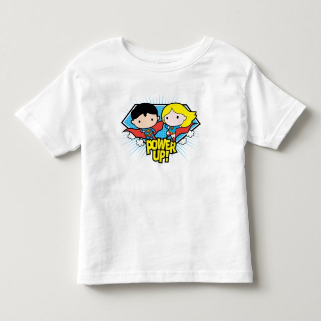 Chibi Superman & Chibi Supergirl Power Up! Toddler T-shirt (Front)