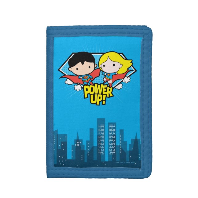 Chibi Superman & Chibi Supergirl Power Up! Trifold Wallet (Front Vertical)