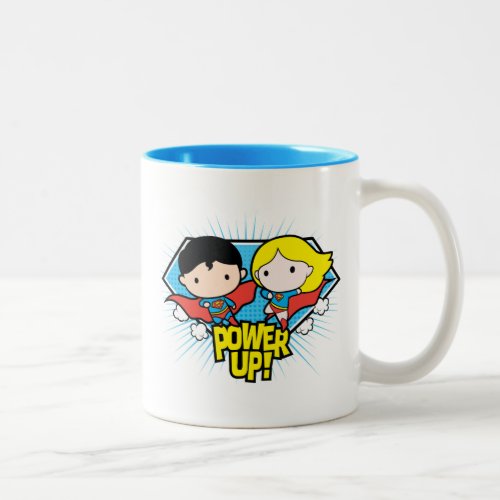 Chibi Superman  Chibi Supergirl Power Up Two_Tone Coffee Mug