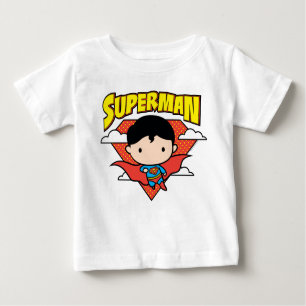 Chibi Superman Polka Dot Shield and Name Baby T-Shirt
