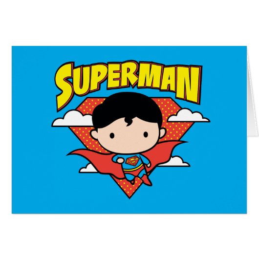Chibi Superman Polka Dot Shield and Name Cards (Front Horizontal)