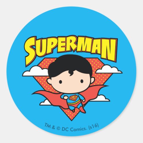 Chibi Superman Polka Dot Shield and Name Classic Round Sticker