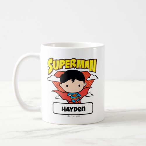 Chibi Superman Polka Dot Shield and Name Coffee Mug