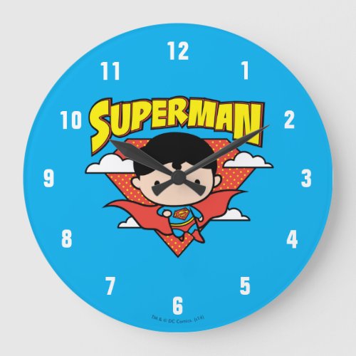 Chibi Superman Polka Dot Shield and Name Large Clock