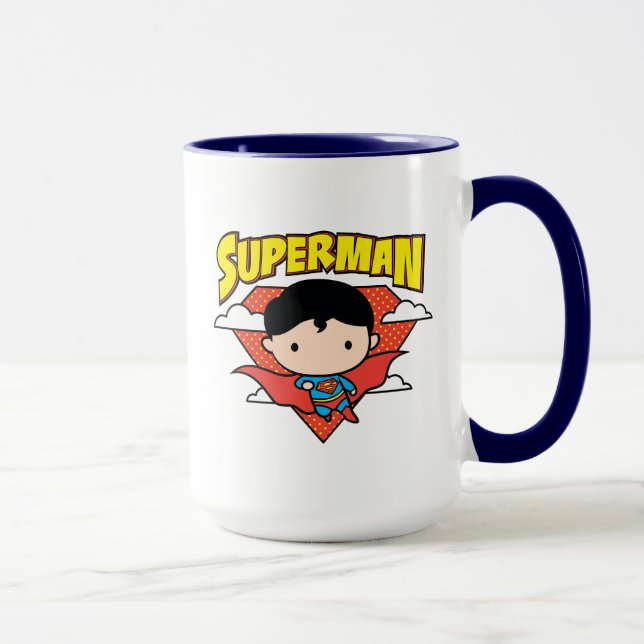 Chibi Superman Polka Dot Shield and Name Mug (Right)
