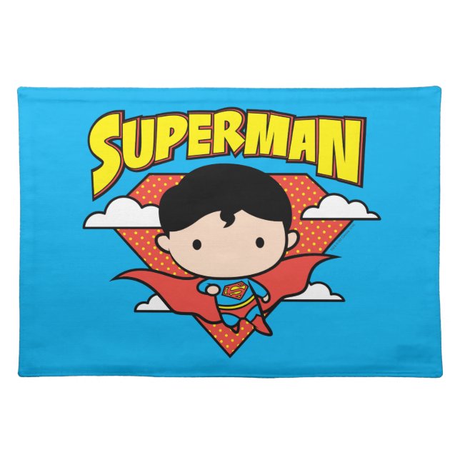 Chibi Superman Polka Dot Shield and Name Placemat (Front)