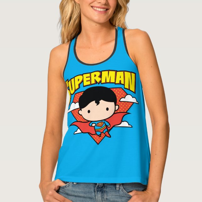 Chibi Superman Polka Dot Shield and Name Tank Top (Front)