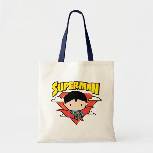 Chibi Superman Polka Dot Shield and Name Tote Bag