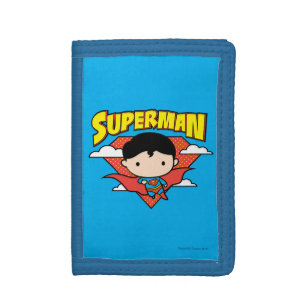 Chibi Superman Polka Dot Shield and Name Trifold Wallet