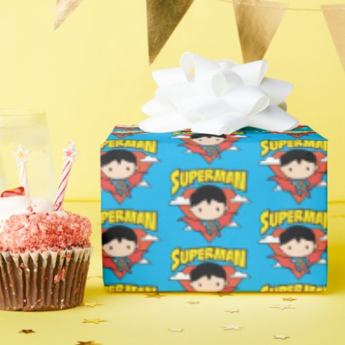 Chibi Superman Polka Dot Shield and Name Wrapping Paper