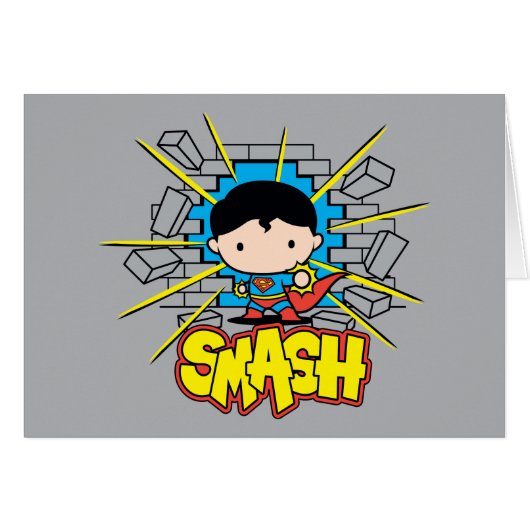 Chibi Superman Smashing Through Brick Wall Cards (Front Horizontal)