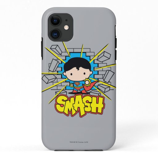 Chibi Superman Smashing Through Brick Wall iPhone 11 Case