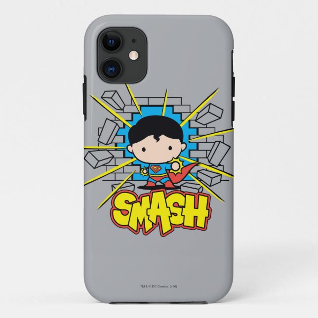 Chibi Superman Smashing Through Brick Wall Case-Mate iPhone Case (Back)