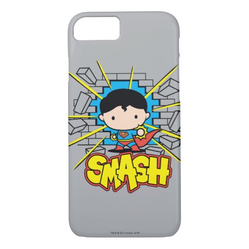 Chibi Superman Smashing Through Brick Wall iPhone 8/7 Case