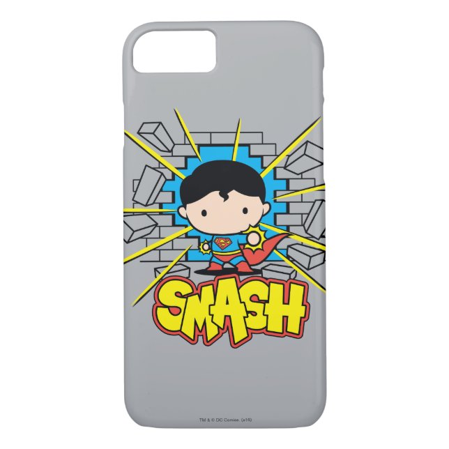 Chibi Superman Smashing Through Brick Wall Case-Mate iPhone Case (Back)