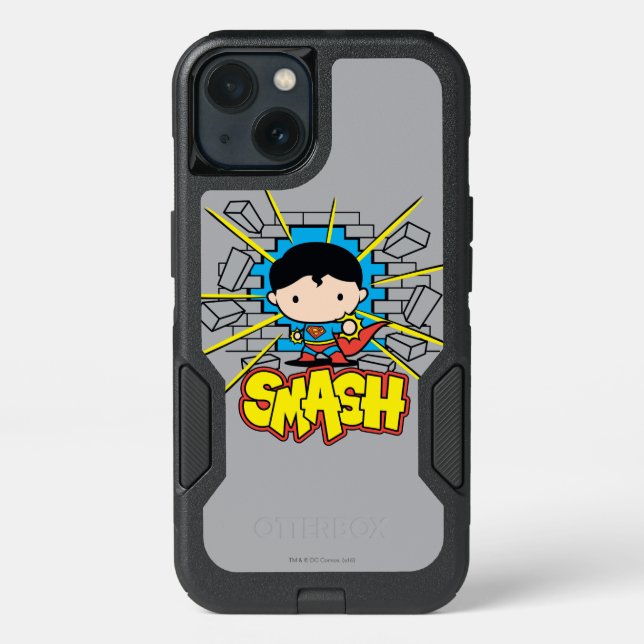 Chibi Superman Smashing Through Brick Wall Otterbox iPhone Case (Back)