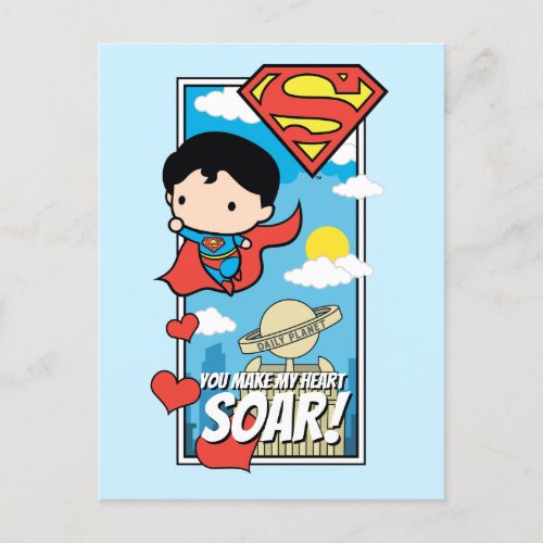 Chibi Superman _ You Make My Heart Soar Valentine Holiday Postcard