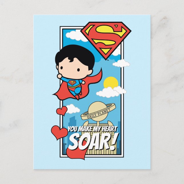 Chibi Superman - You Make My Heart Soar Valentine Holiday Postcard (Front)
