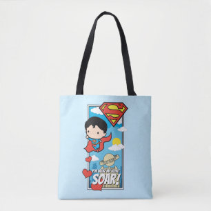 Chibi Superman - You Make My Heart Soar Valentine Tote Bag