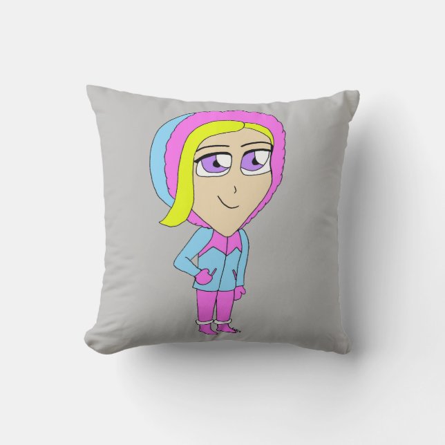 chibi    throw pillow (Front)