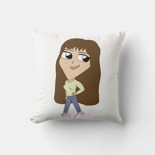 chibi   throw pillow (Front)