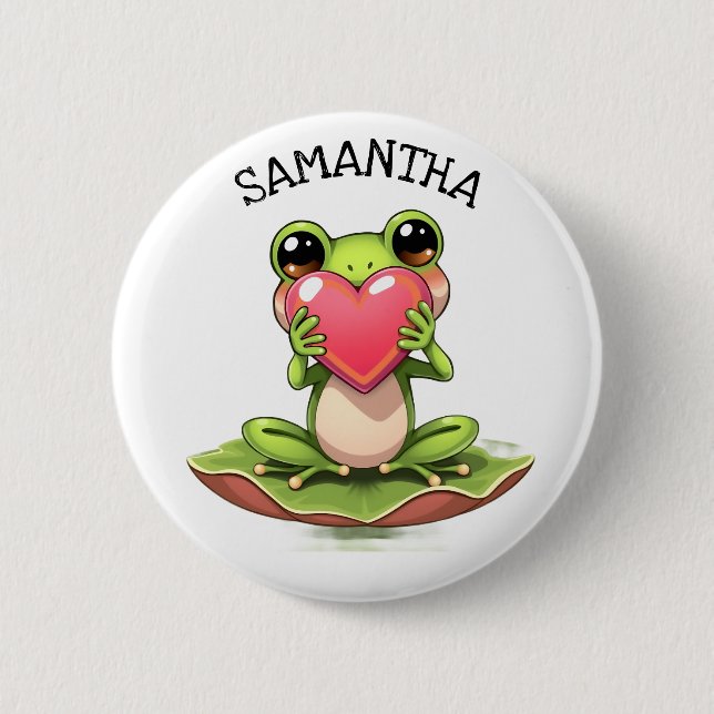 Chibi Toad in Pink and Green Personalized Button (Front)