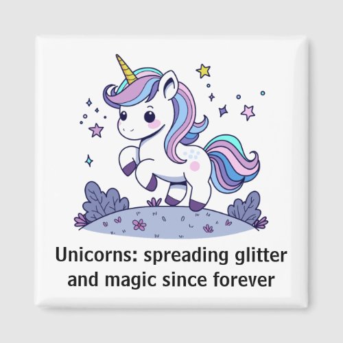 Chibi Unicorn Spreading Glitter And Magic  Magnet