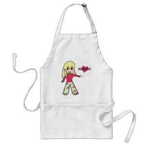 Chibi Valentine Hearts Adult Apron